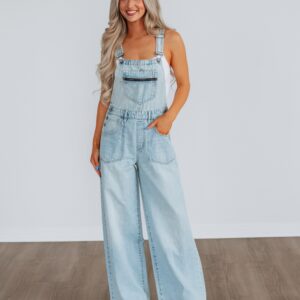 Dylan Hidden Denim Overalls - Vintage Light Wash